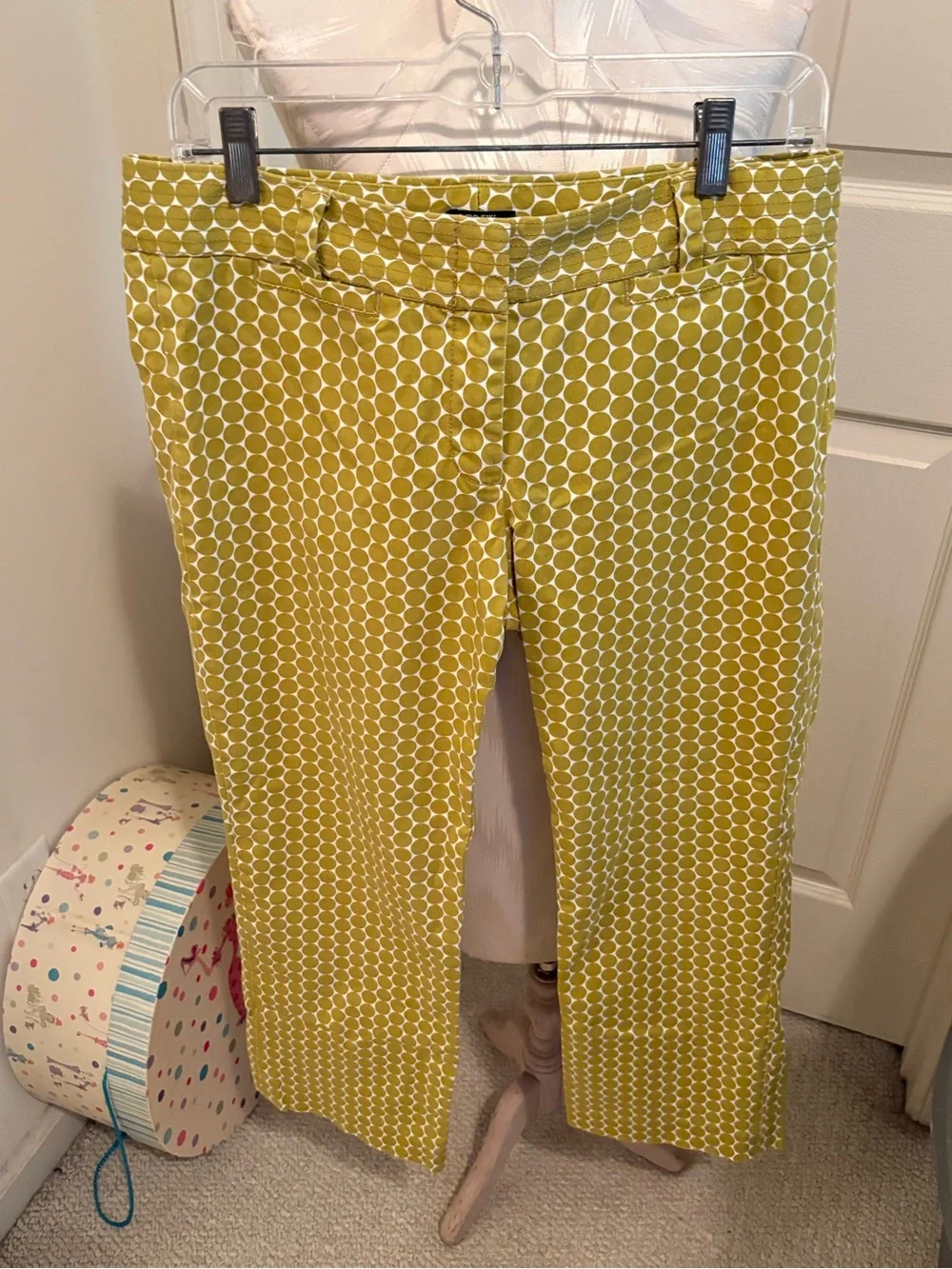 J. Crew Yellow Geometric Cropped Pants size 8 fashion show item city fit